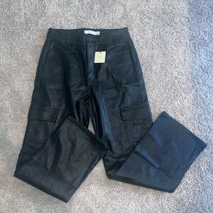 Leather cargo pants